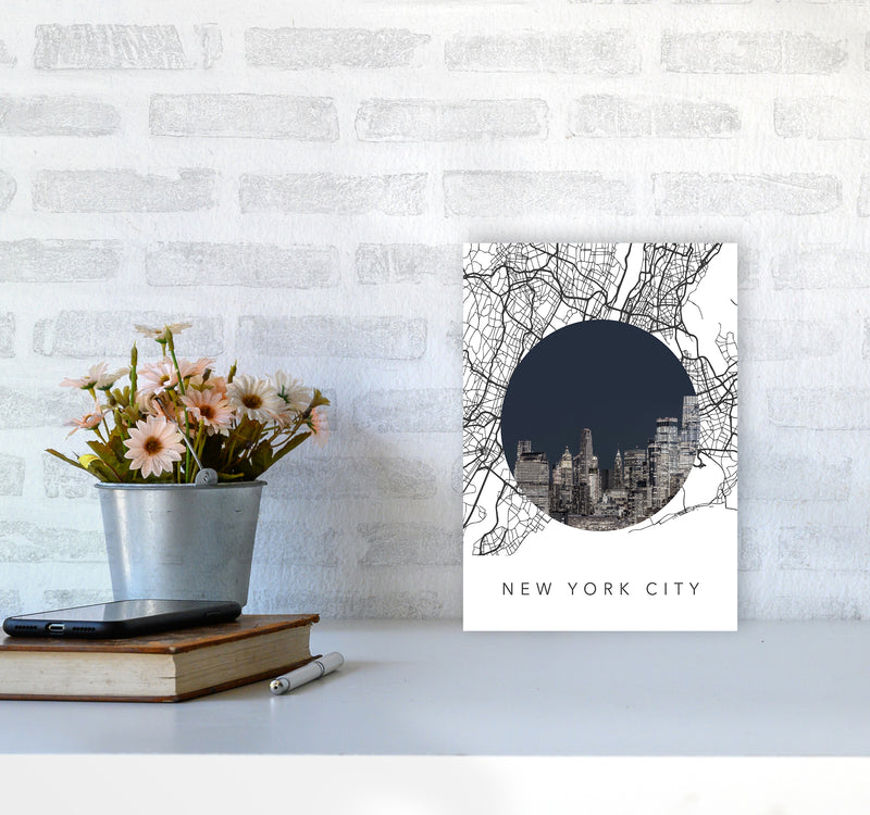 New York City Streets Collage Art Print by Seven Trees Design A4 Black Frame