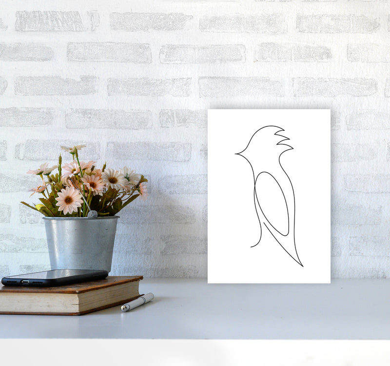 One Line Bird Art Print by Seven Trees Design A4 Black Frame