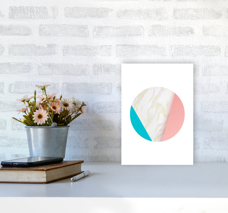 Pink Marble Circle I Abstract Art Print by Seven Trees Design A4 Black Frame