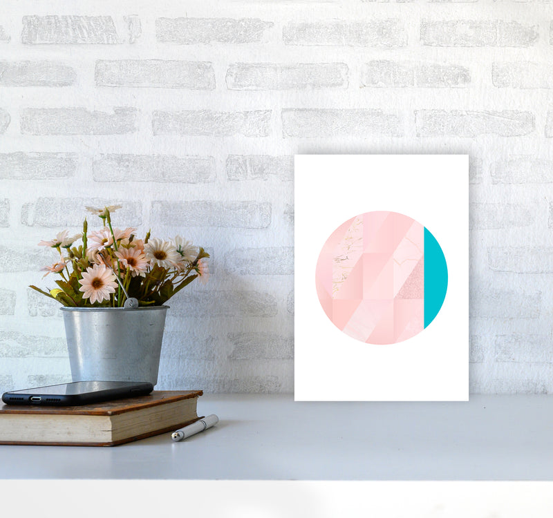 Pink Marble Circle II Abstract Art Print by Seven Trees Design A4 Black Frame