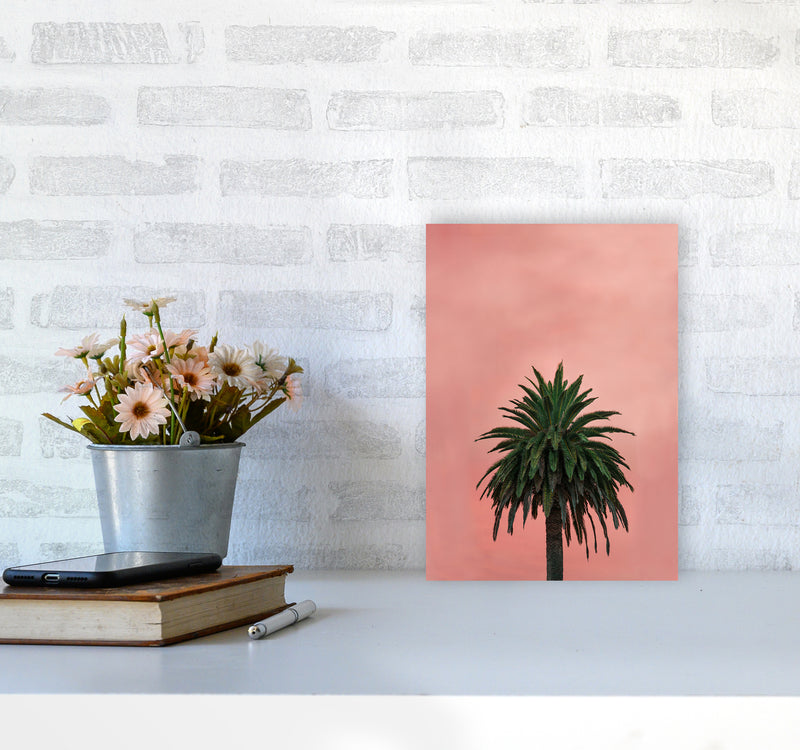 Pink Palm Abstract Art Print by Seven Trees Design A4 Black Frame