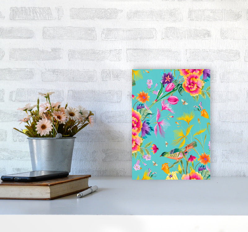 Spring Joy in blue Floral Art Print by Seven Trees Design A4 Black Frame