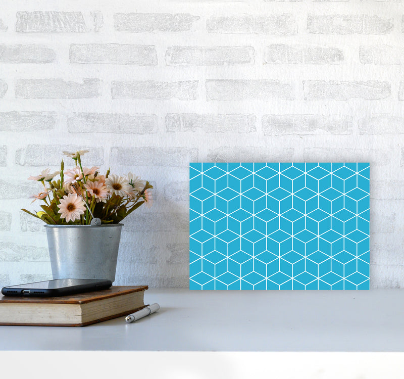 The Blue Cubes Art Print by Seven Trees Design A4 Black Frame
