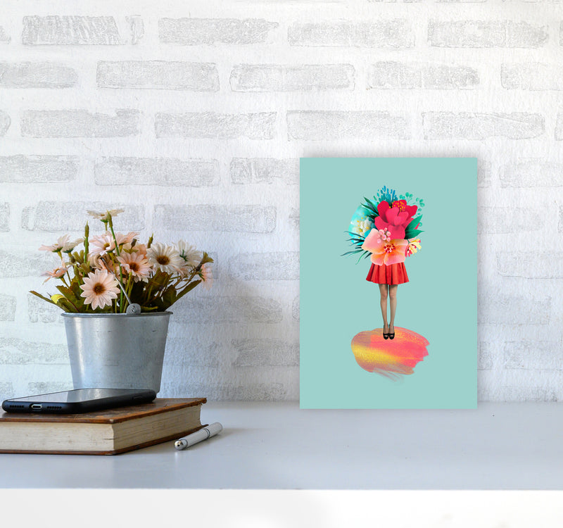 The Floral Girl Art Print by Seven Trees Design A4 Black Frame