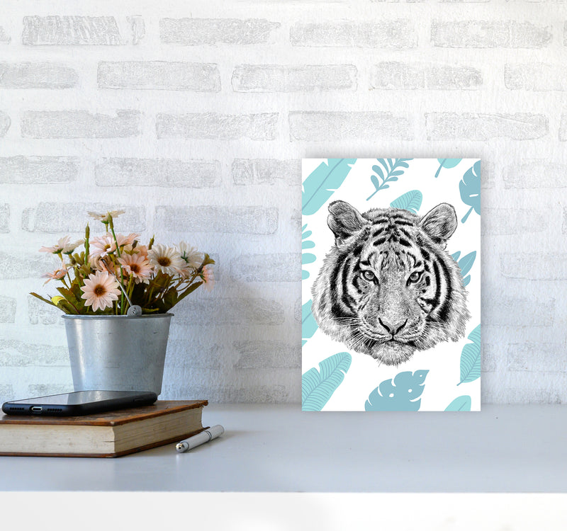 Tropical Tiger Animal Art Print by Seven Trees Design A4 Black Frame