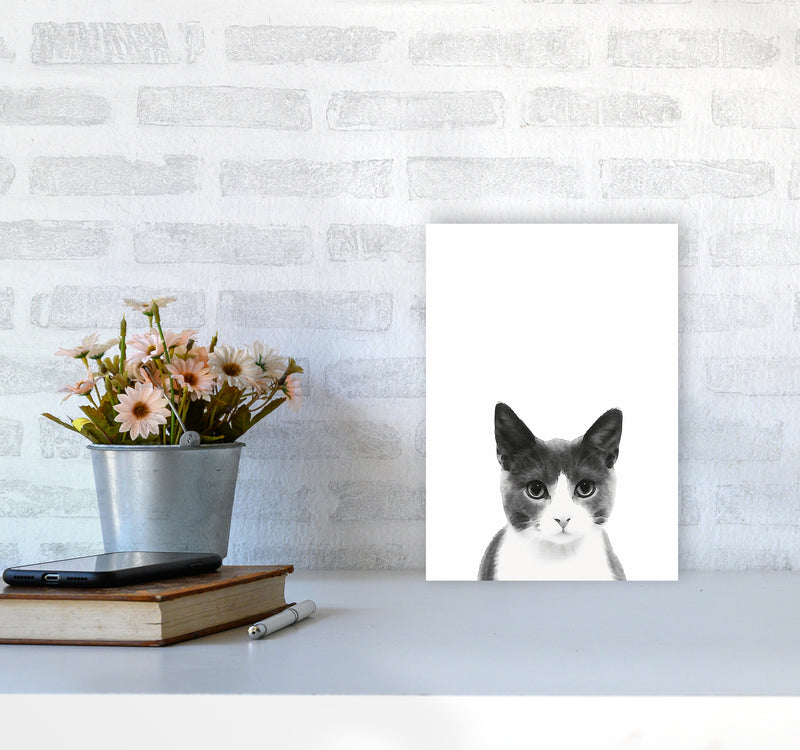Watercolor Cat Art Print by Seven Trees Design A4 Black Frame