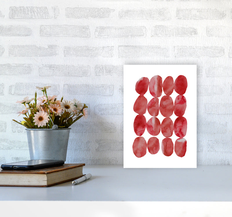 Watercolor Red Stones Art Print by Seven Trees Design