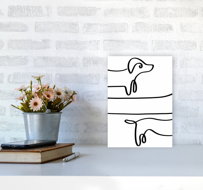 One Line dachshund Art Print by Seven Trees Design A4 Black Frame