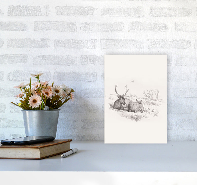 Reindeer Chilling Art Print by Seven Trees Design A4 Black Frame