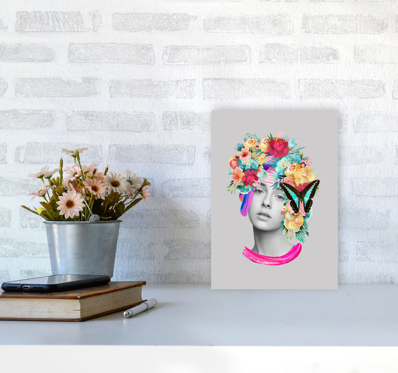 The Girl and the Butterfly Art Print by Seven Trees Design A4 Black Frame