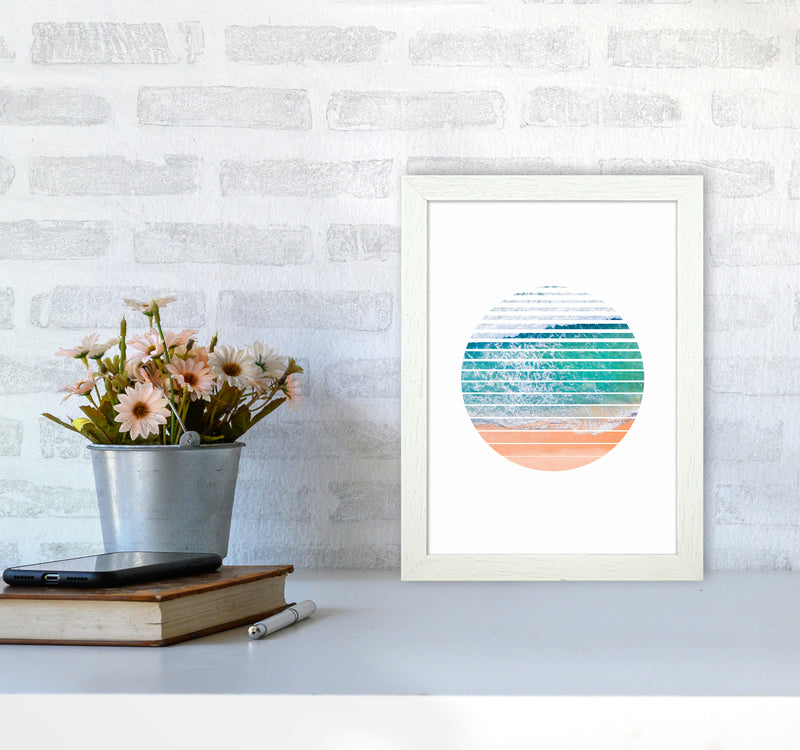 Geometric Ocean Art Print by Seven Trees Design A4 Oak Frame