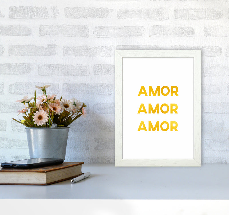 Amor Amor Amor Quote Art Print by Seven Trees Design A4 Oak Frame