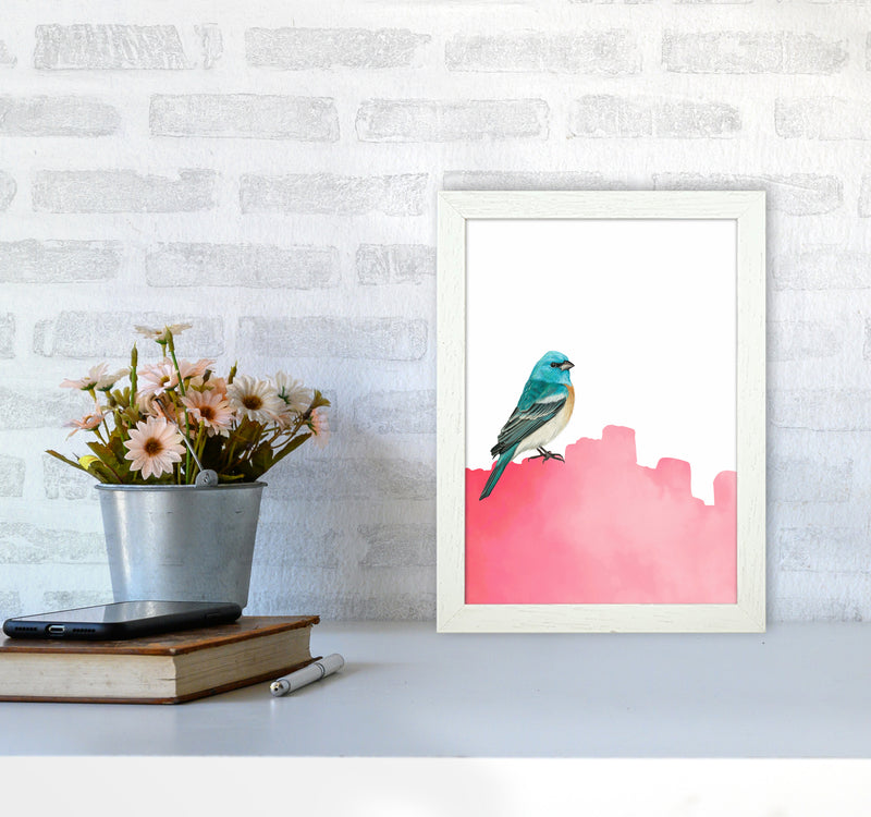 Bird Pink Art Print by Seven Trees Design A4 Oak Frame