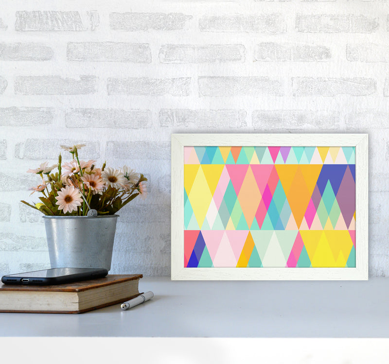 Happy Geometry Abstract Art Print by Seven Trees Design A4 Oak Frame