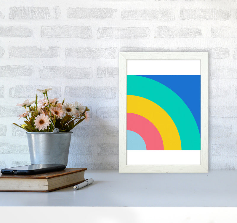 Happy shapes II Rainbow Art Print by Seven Trees Design A4 Oak Frame