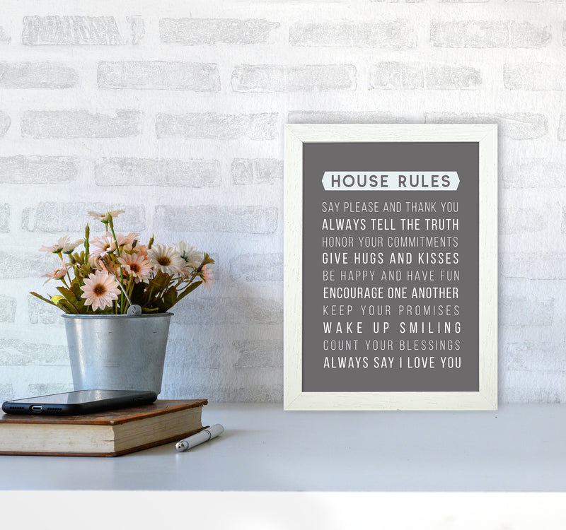 House Rules Quote Art Print by Seven Trees Design A4 Oak Frame