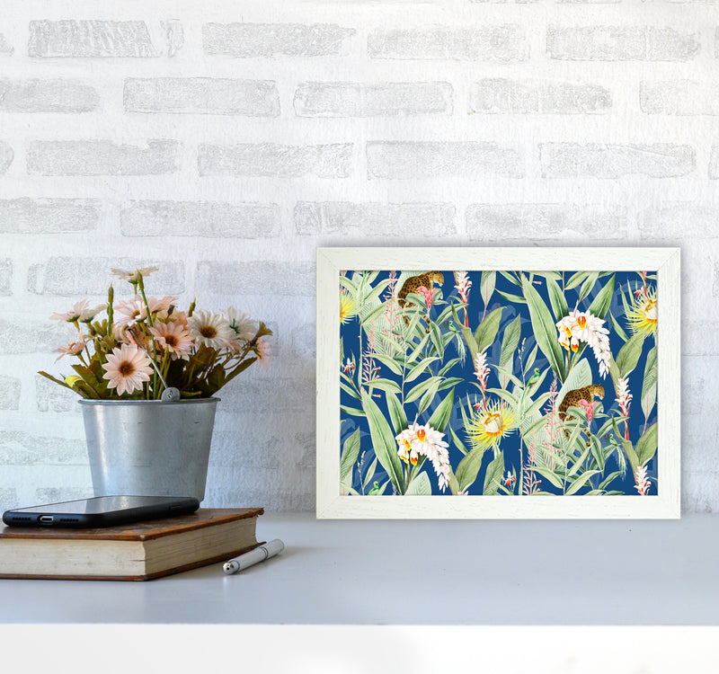 Leopard & Flowers Art Print by Seven Trees Design A4 Oak Frame