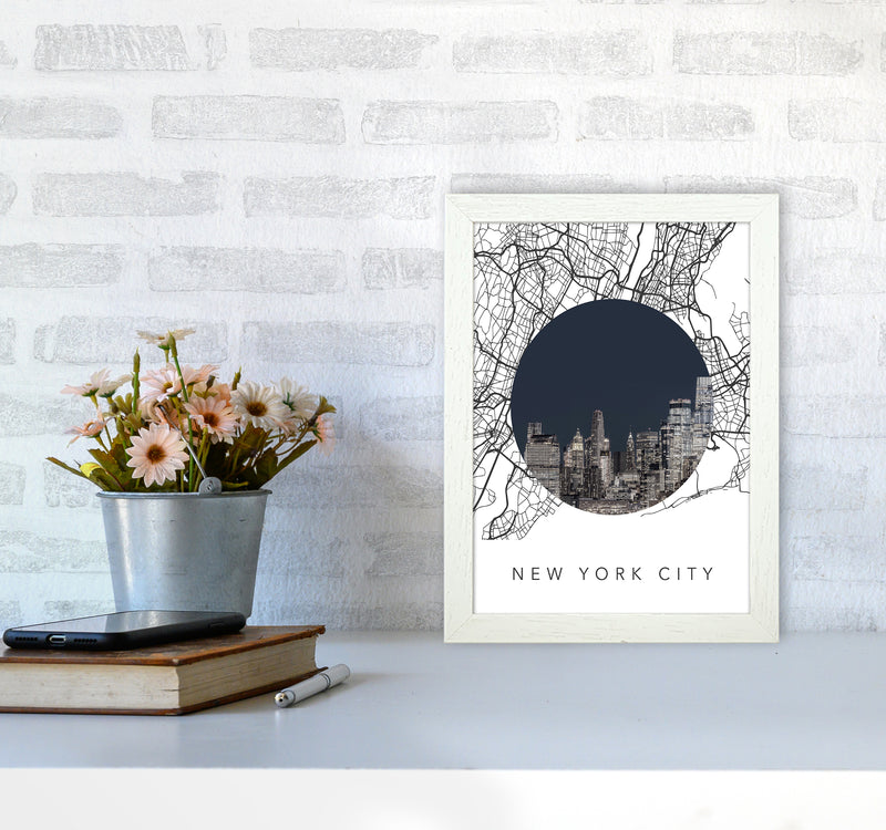 New York City Streets Collage Art Print by Seven Trees Design A4 Oak Frame