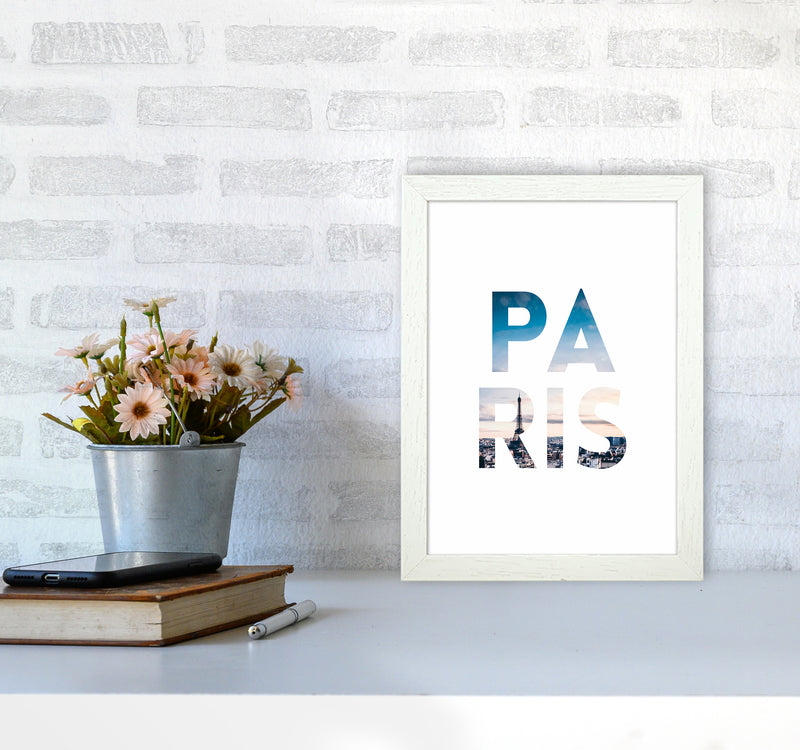 Paris Collage Letters Art Print by Seven Trees Design A4 Oak Frame