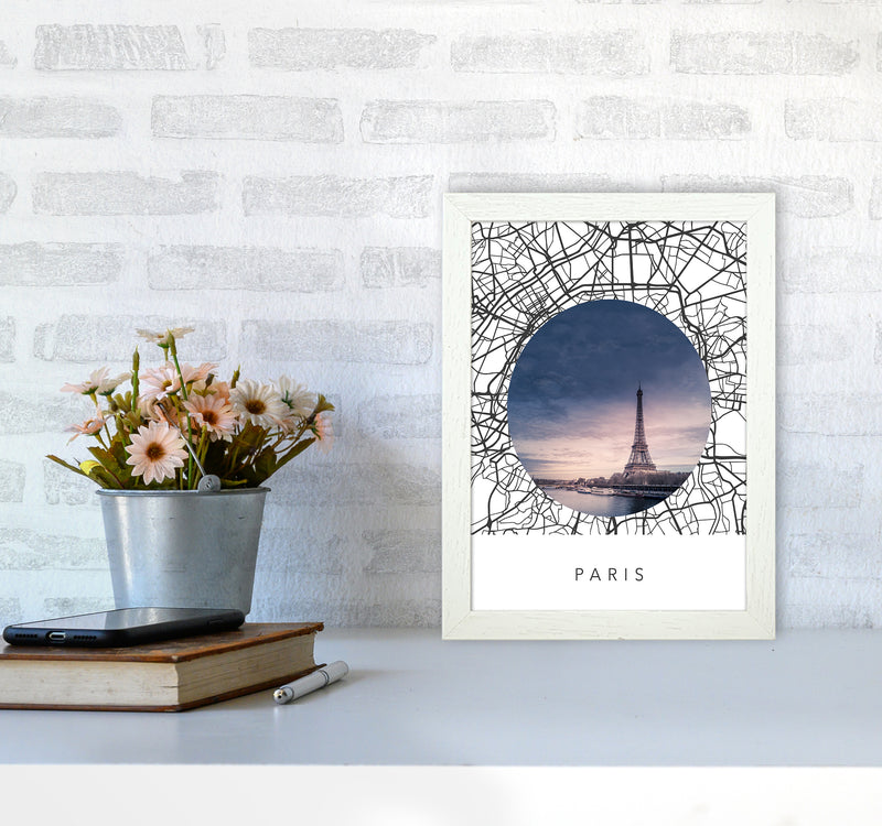 Paris Streets Collage Art Print by Seven Trees Design A4 Oak Frame