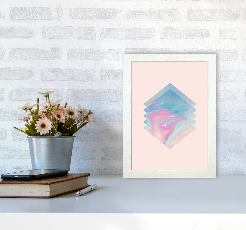 Pink Aqua Marble Abstract Art Print by Seven Trees Design A4 Oak Frame