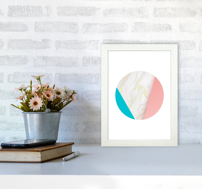Pink Marble Circle I Abstract Art Print by Seven Trees Design A4 Oak Frame