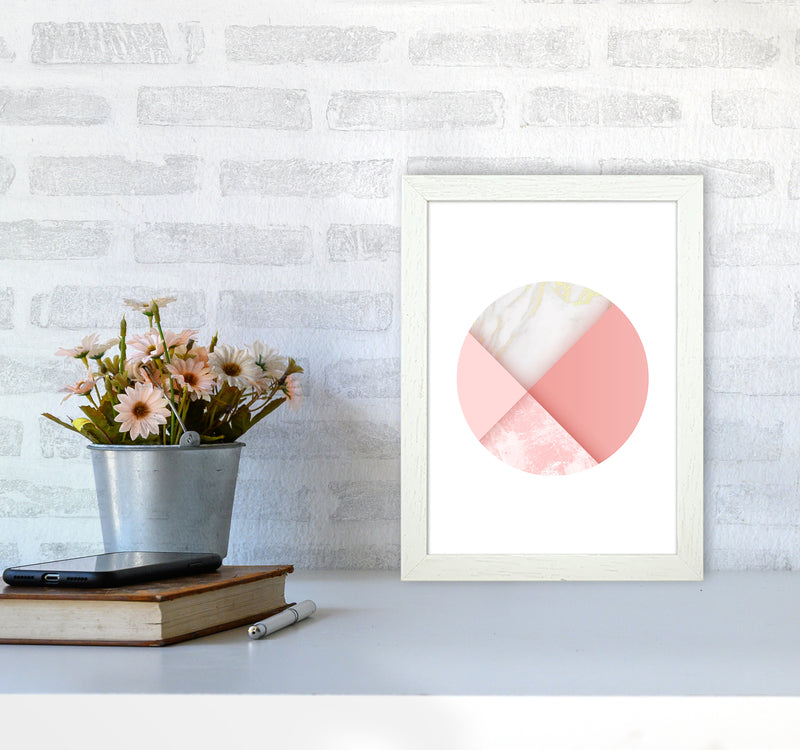 Pink Marble Circle III Abstract Art Print by Seven Trees Design A4 Oak Frame