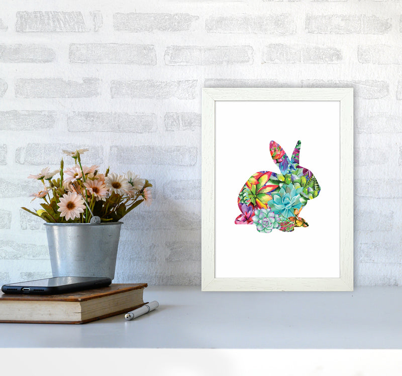 Succulents Bunny Animal Art Print by Seven Trees Design A4 Oak Frame