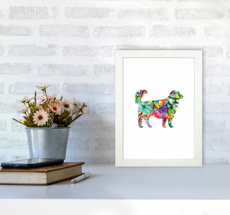 Succulents Dog Animal Art Print by Seven Trees Design A4 Oak Frame