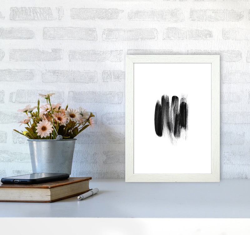 The Black Strokes Abstract Art Print by Seven Trees Design A4 Oak Frame