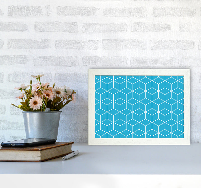 The Blue Cubes Art Print by Seven Trees Design A4 Oak Frame