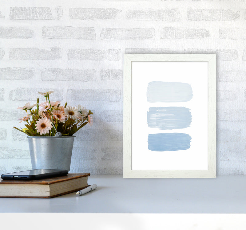 The Blue Strokes Abstract Art Print by Seven Trees Design A4 Oak Frame