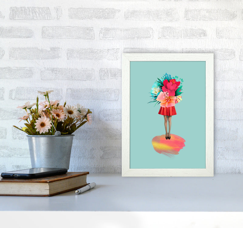 The Floral Girl Art Print by Seven Trees Design A4 Oak Frame