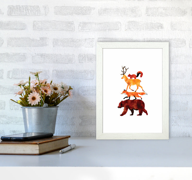 The Forest Friends Childrens Art Print by Seven Trees Design A4 Oak Frame