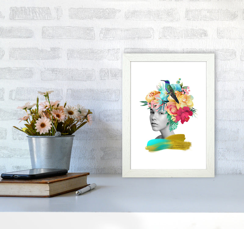 The Girl And The Paradise Art Print by Seven Trees Design A4 Oak Frame