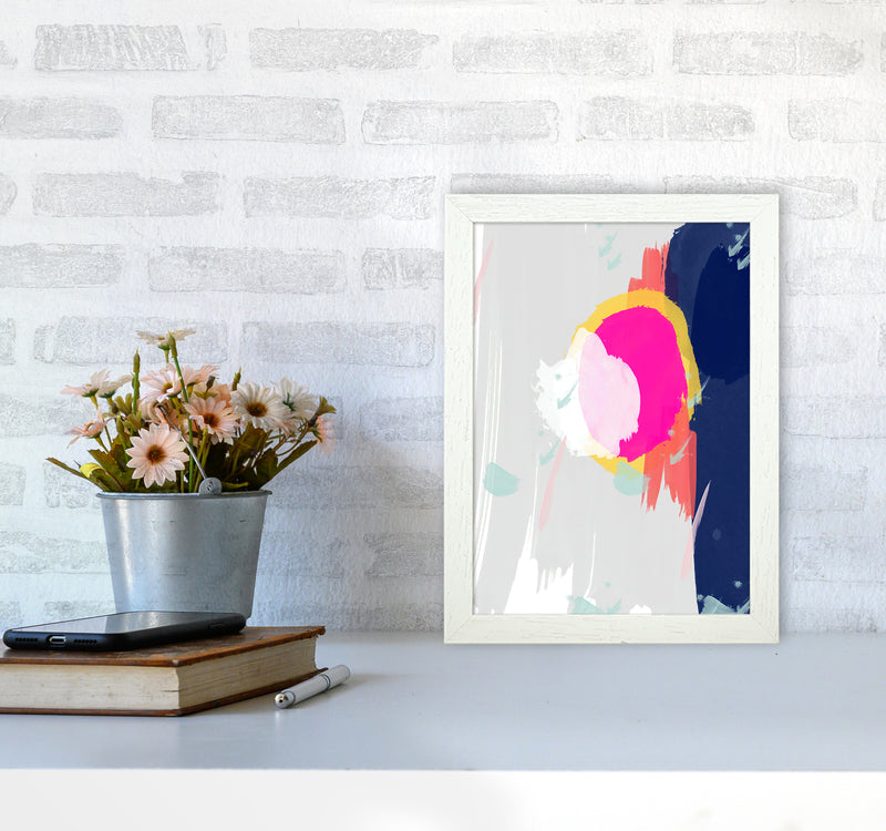 The Happy Paint Strokes Abstract Art Print by Seven Trees Design A4 Oak Frame