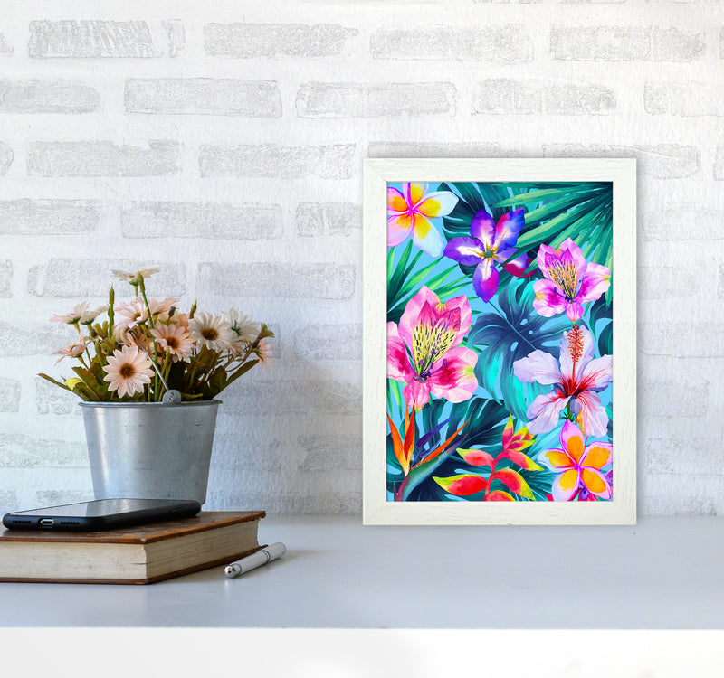The Tropical Flowers Art Print by Seven Trees Design A4 Oak Frame