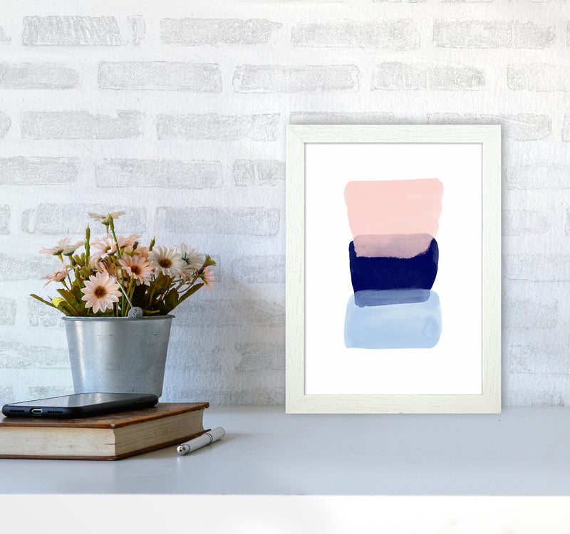 Three Colors Strokes Abstract Art Print by Seven Trees Design A4 Oak Frame