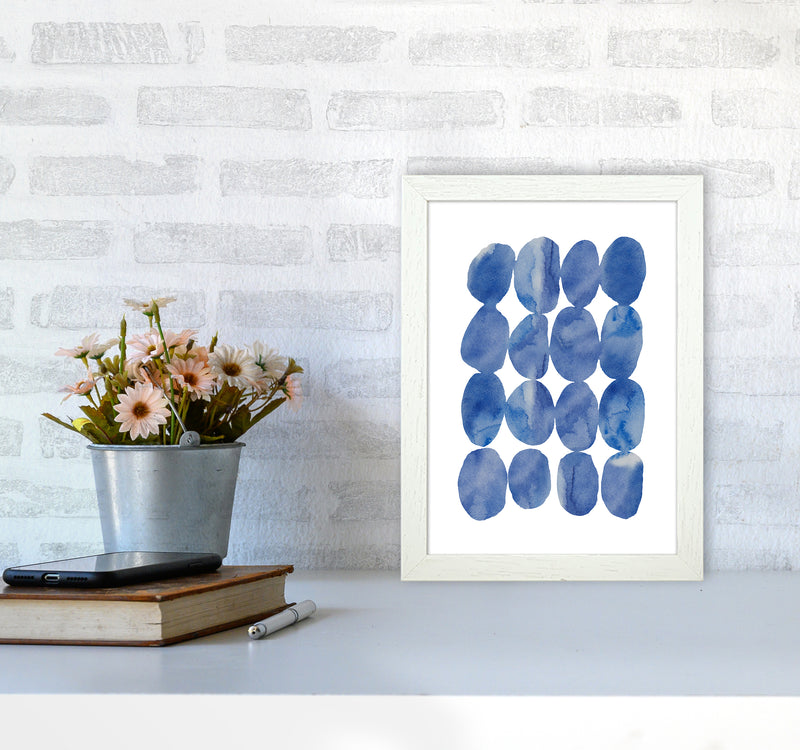 Watercolor Blue Stones Art Print by Seven Trees Design A4 Oak Frame