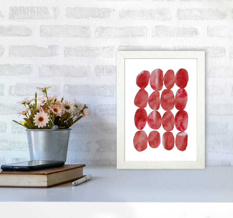 Watercolor Red Stones Art Print by Seven Trees Design A4 Oak Frame