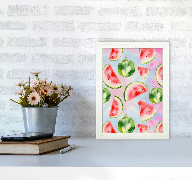 Watermelon in the Sky Kitchen Art Print by Seven Trees Design A4 Oak Frame