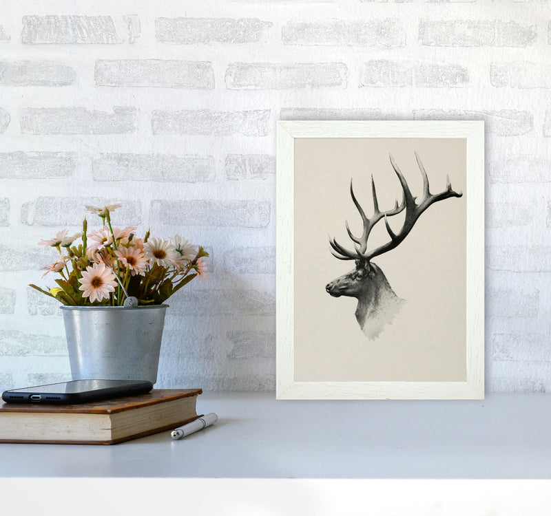 Mountain Reindeer Art Print by Seven Trees Design A4 Oak Frame