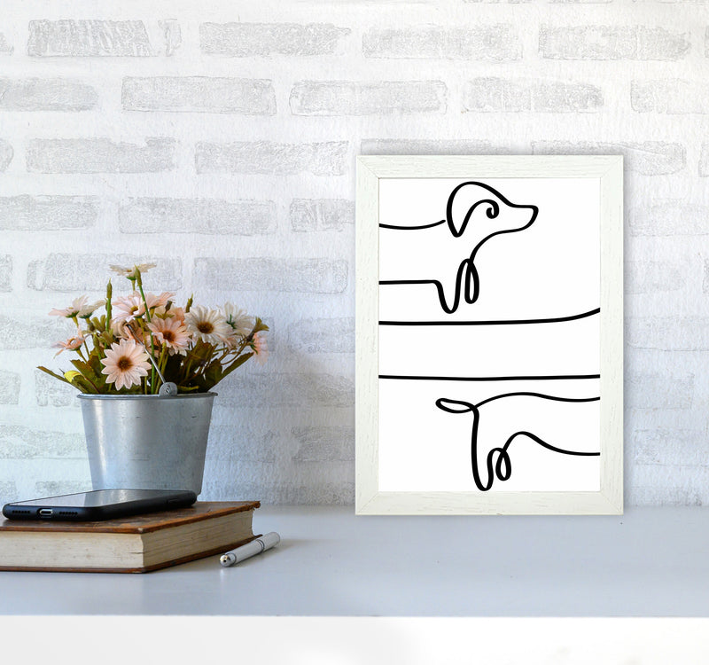 One Line dachshund Art Print by Seven Trees Design A4 Oak Frame
