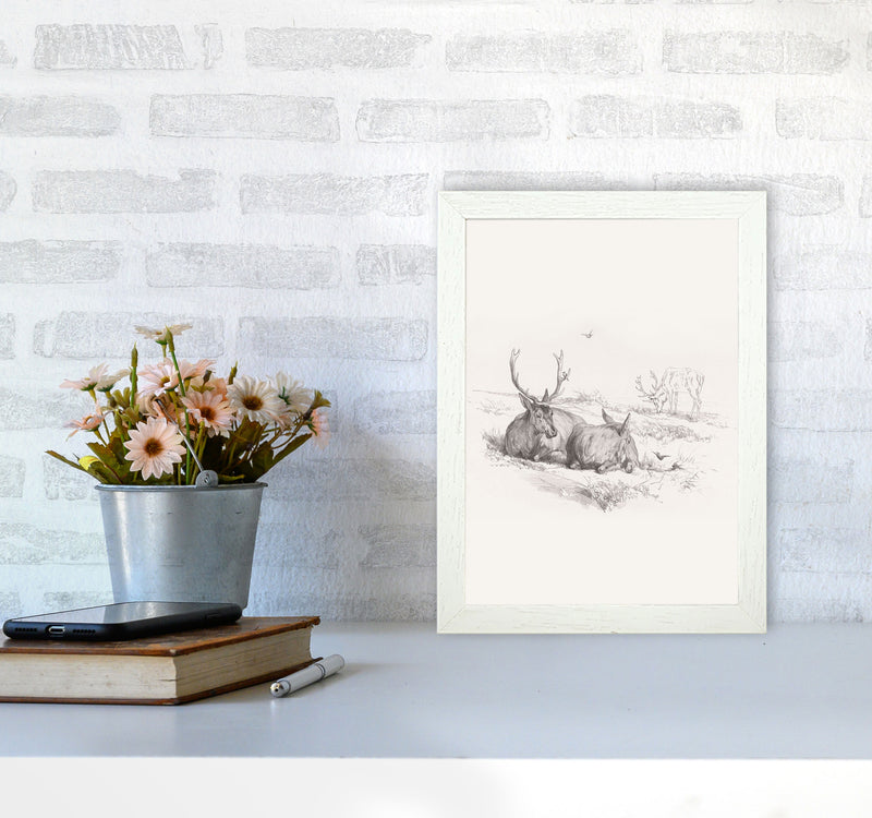 Reindeer Chilling Art Print by Seven Trees Design A4 Oak Frame