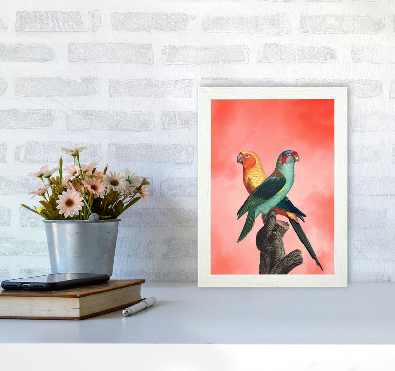 The Birds and the pink sky I Art Print by Seven Trees Design A4 Oak Frame