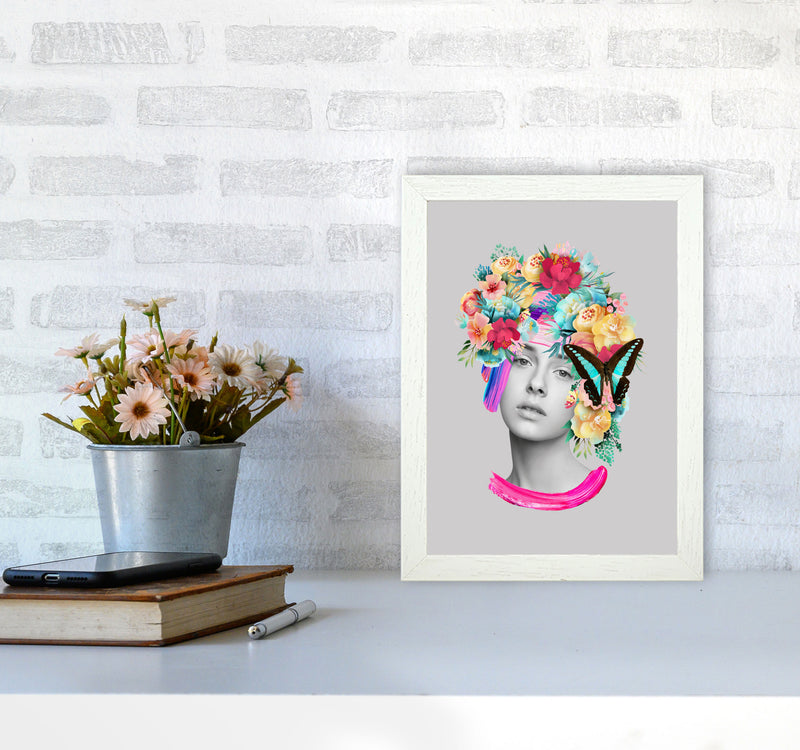 The Girl and the Butterfly Art Print by Seven Trees Design A4 Oak Frame