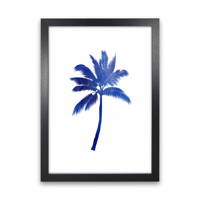 Blue Palm Tree Art Print by Seven Trees Design Black Grain