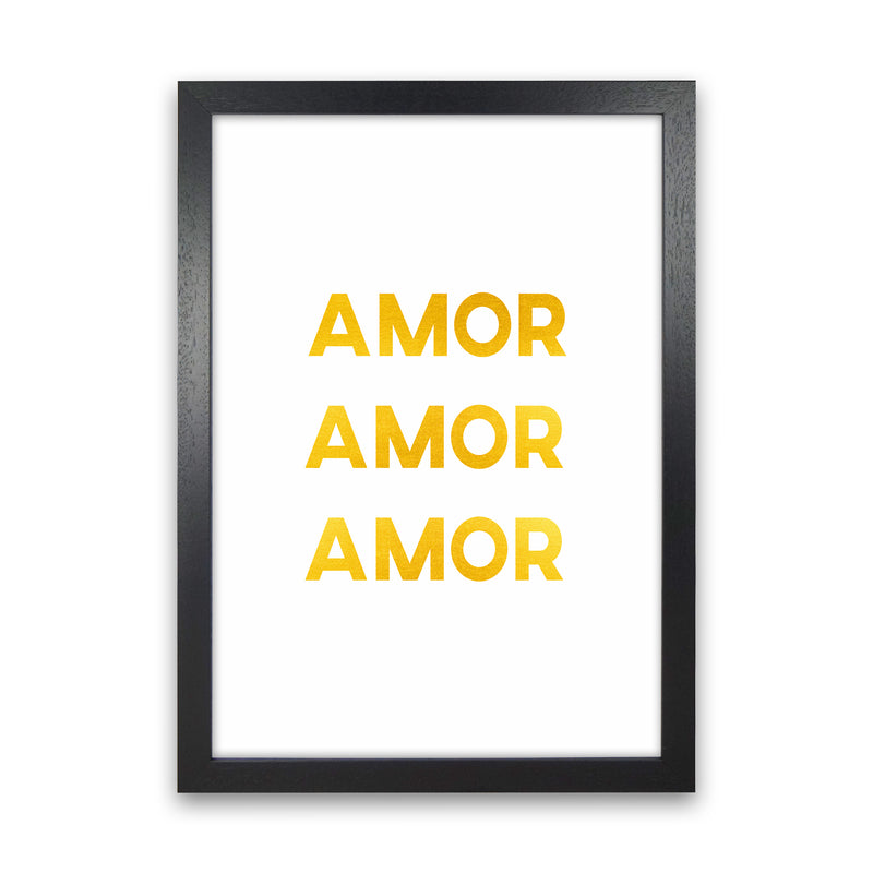 Amor Amor Amor Quote Art Print by Seven Trees Design Black Grain