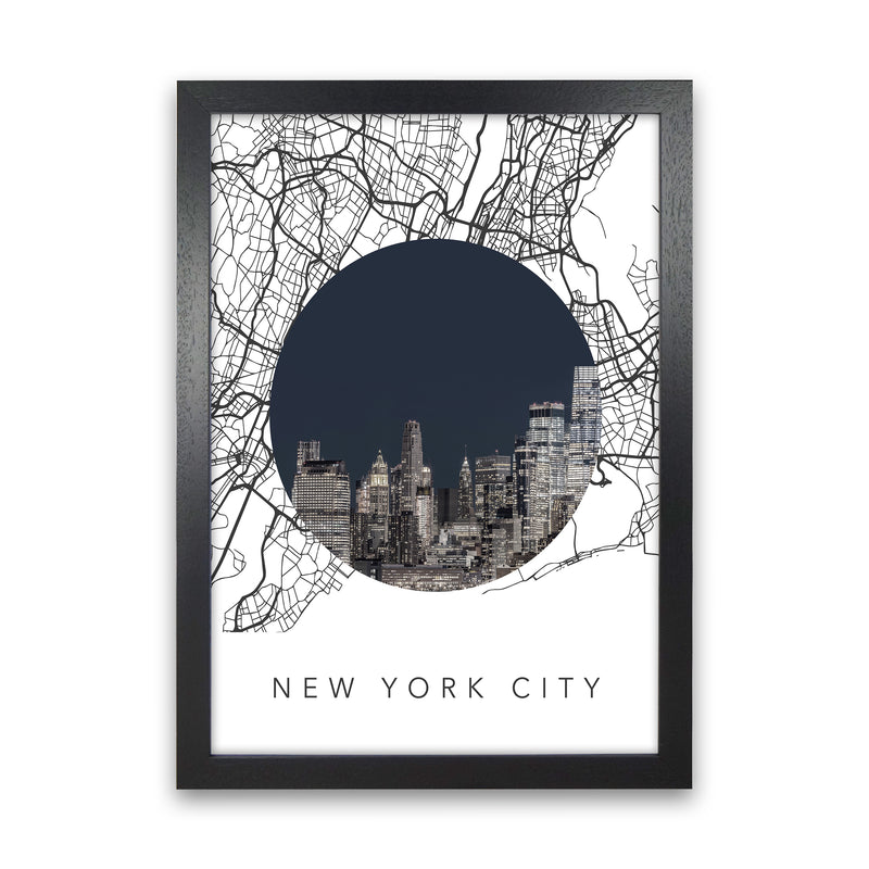 New York City Streets Collage Art Print by Seven Trees Design Black Grain