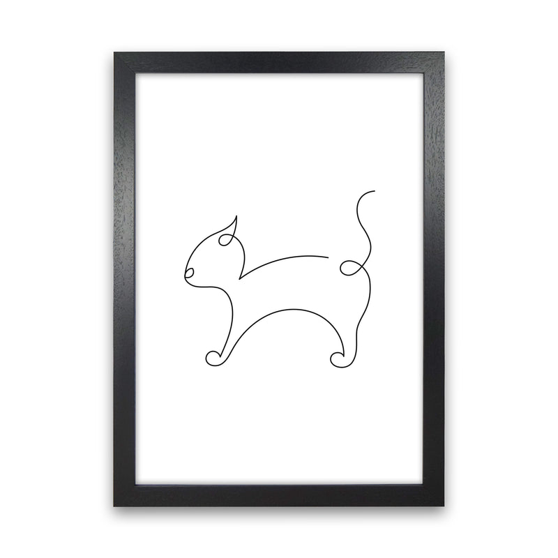 One Line Cat Art Print by Seven Trees Design Black Grain